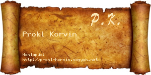 Prokl Korvin névjegykártya